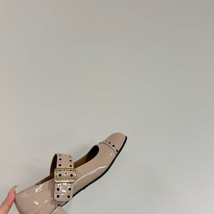 MARY JANE PUMPS IN BEIGE GLOSSY CALFSKIN