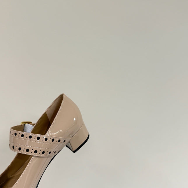 MARY JANE PUMPS IN BEIGE GLOSSY CALFSKIN