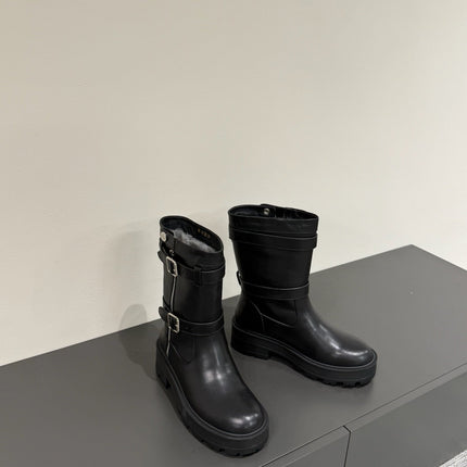 MAJOR ANKLE BOOT BLACK CALFSKIN WITH SHEARLING WOOL LINING