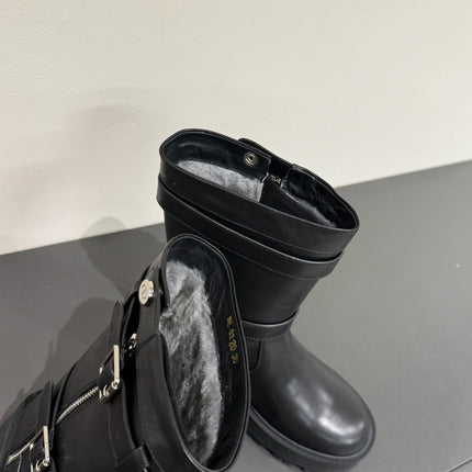 MAJOR ANKLE BOOT BLACK CALFSKIN WITH SHEARLING WOOL LINING