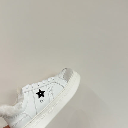 BLACK STAR SNEAKER WHITE CALFSKIN AND SUEDE CALFSKIN WITH SHEARLING LINING