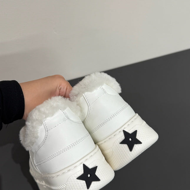 BLACK STAR SNEAKER WHITE CALFSKIN AND SUEDE CALFSKIN WITH SHEARLING LINING