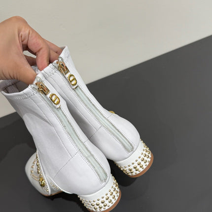 BELLE-D HEELED ANKLE BOOT WHITE PATENT CALFSKIN