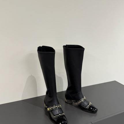 BELLE-D HEELED BOOT BLACK PATENT CALFSKIN