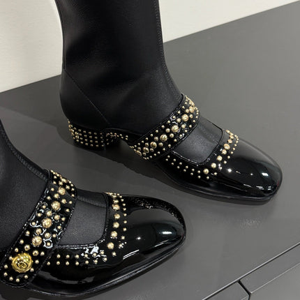 BELLE-D HEELED BOOT BLACK PATENT CALFSKIN