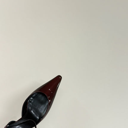 AIMÉE SLINGBACK PUMPS IN WINE RED GLOSSY LAMBSKIN