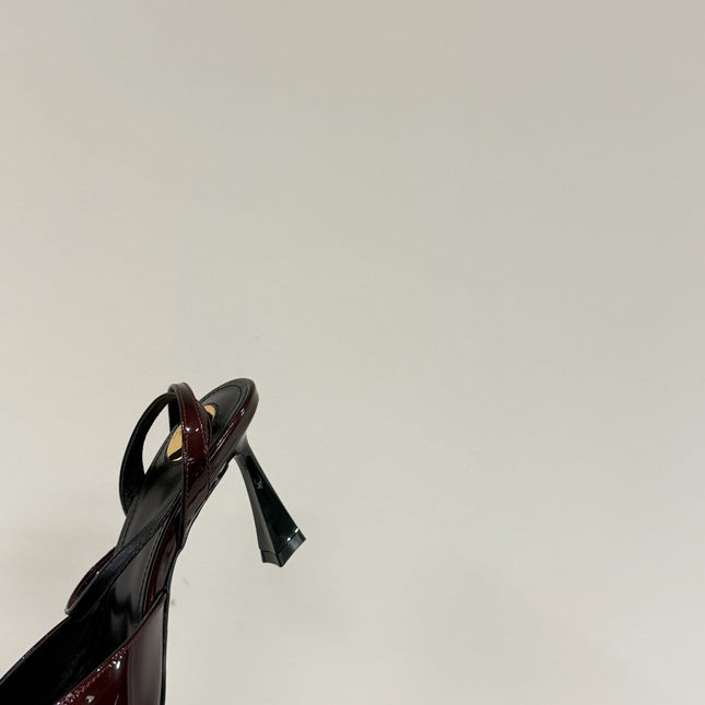 AIMÉE SLINGBACK PUMPS IN WINE RED GLOSSY LAMBSKIN