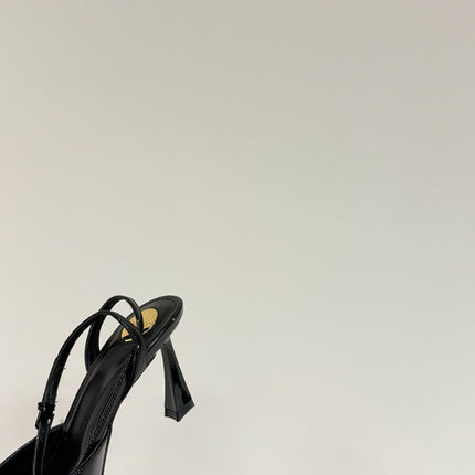 AIMÉE SLINGBACK PUMPS IN BLACK GLOSSY LAMBSKIN