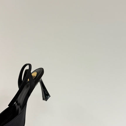 AIMÉE SLINGBACK PUMPS IN BLACK SATIN