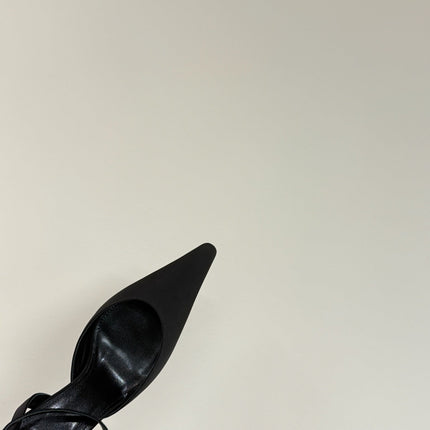 AIMÉE SLINGBACK PUMPS IN BLACK SATIN