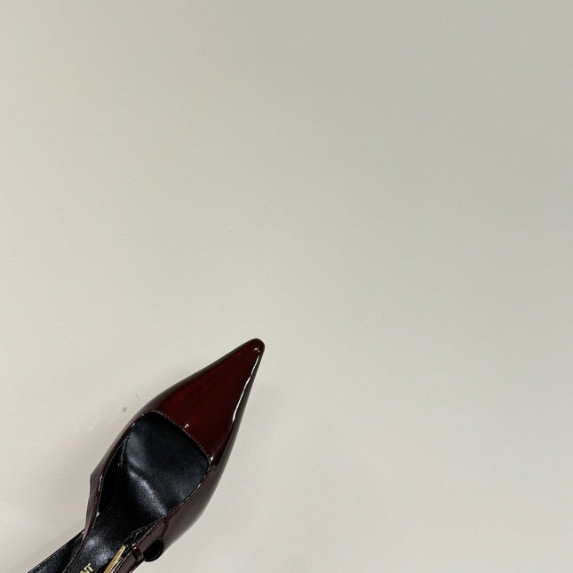 LEE SLINGBACK MID PUMPS IN WINE RED SHINY CALFSKIN