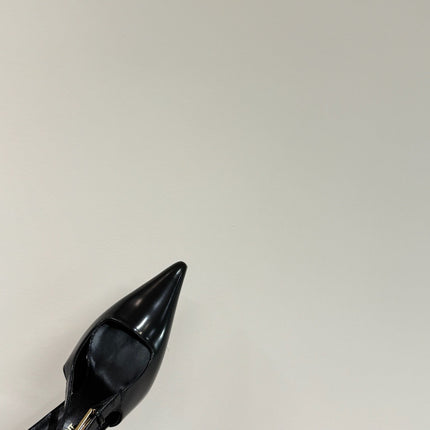 LEE SLINGBACK MID PUMPS IN BLACK SHINY CALFSKIN