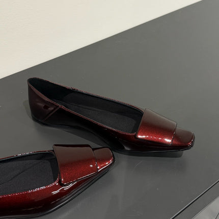 POPPY BALLET FLATS IN GARNET RED GLOSSY LAMBSKIN