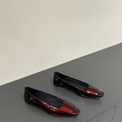 POPPY BALLET FLATS IN GARNET RED GLOSSY LAMBSKIN
