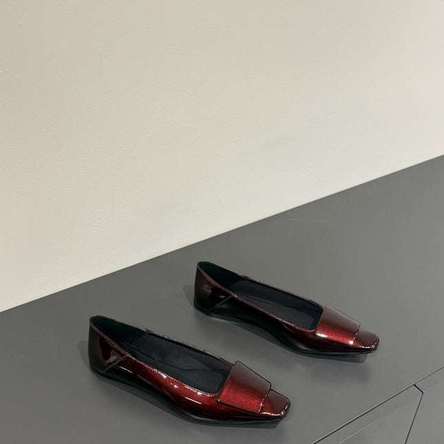 POPPY BALLET FLATS IN GARNET RED GLOSSY LAMBSKIN