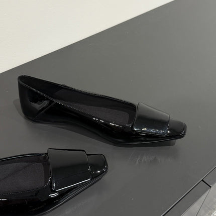 POPPY BALLET FLATS IN BLACK GLOSSY LAMBSKIN