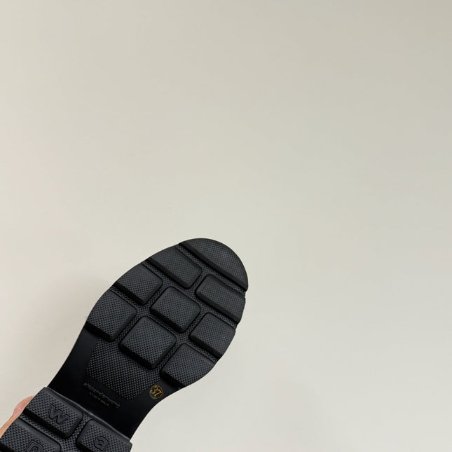 PLATFORM PATCHWWORK MARY JANE IN BLACK MIX BURGUNDY RED CALFSKIN