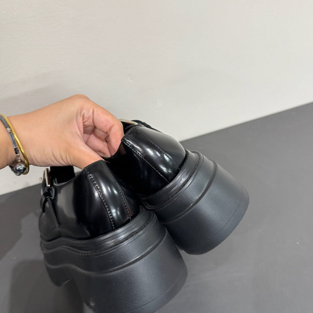 PLATFORM PATCHWWORK MARY JANE IN BLACK PATENT CALFSKIN