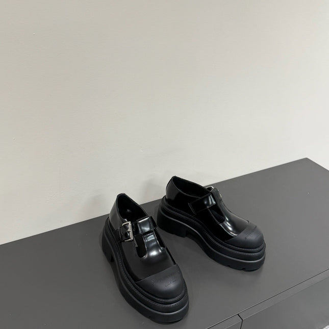 PLATFORM PATCHWWORK MARY JANE IN BLACK PATENT CALFSKIN