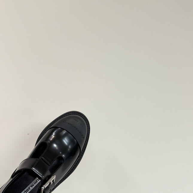 PLATFORM PATCHWWORK MARY JANE IN BLACK PATENT CALFSKIN