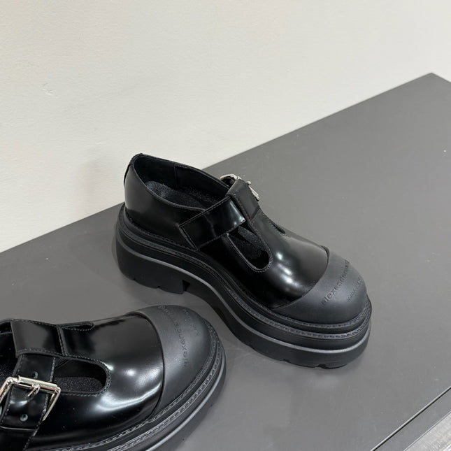 PLATFORM PATCHWWORK MARY JANE IN BLACK PATENT CALFSKIN