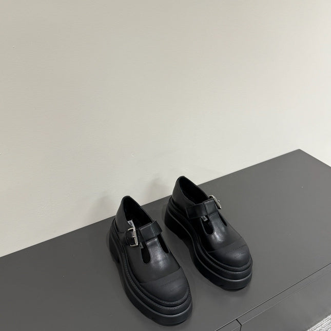 PLATFORM PATCHWWORK MARY JANE IN BLACK CALFSKIN