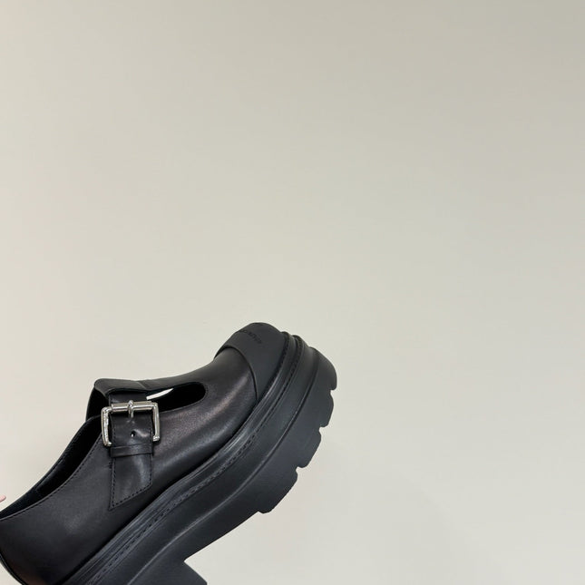 PLATFORM PATCHWWORK MARY JANE IN BLACK CALFSKIN