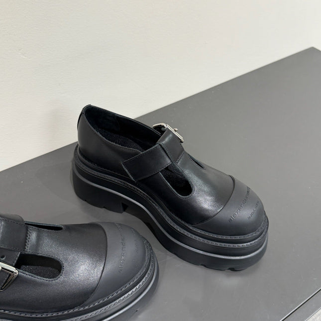 PLATFORM PATCHWWORK MARY JANE IN BLACK CALFSKIN