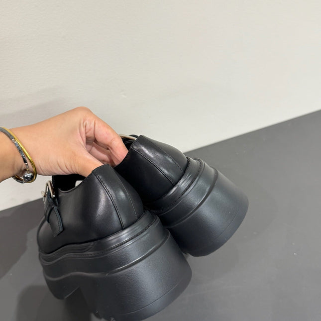 PLATFORM PATCHWWORK MARY JANE IN BLACK CALFSKIN