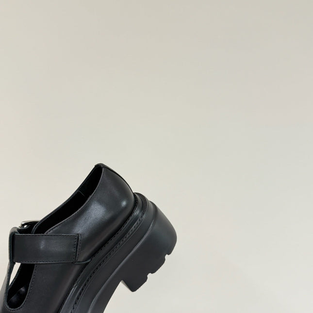 PLATFORM PATCHWWORK MARY JANE IN BLACK CALFSKIN