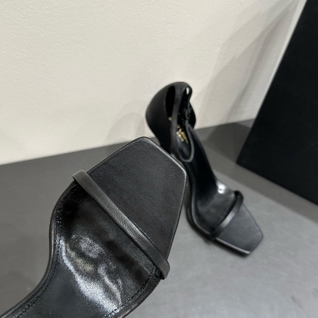 YSL HEELED SANDALS 25S 105 MM IN BLACK LAMBSKIN