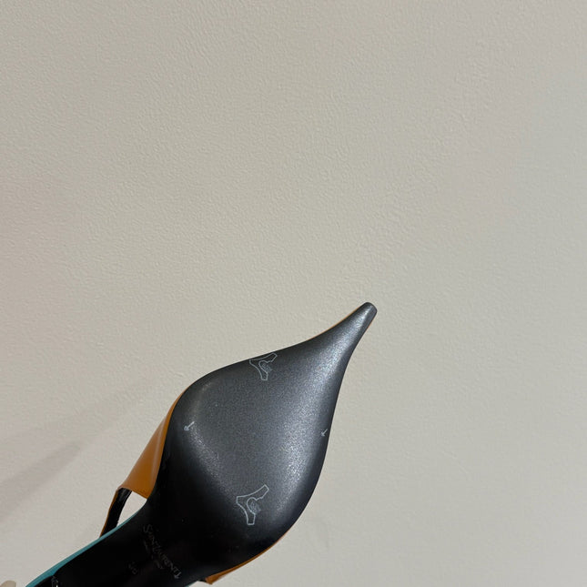 YSL HIGH SLINGBACK 25S IN ENERGY ORANGE GLOSSY LAMBSKIN