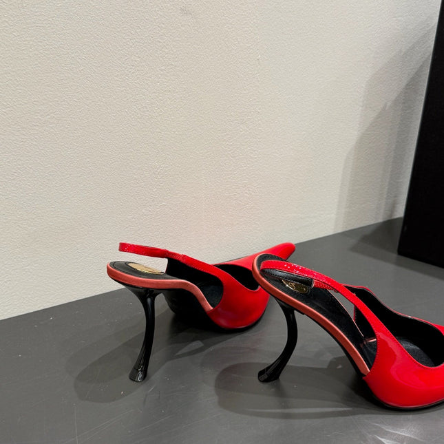 YSL HIGH SLINGBACK 25S IN RED GLOSSY LAMBSKIN