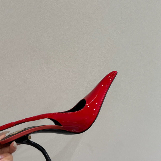 YSL HIGH SLINGBACK 25S IN RED GLOSSY LAMBSKIN