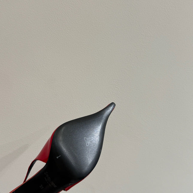 YSL HIGH SLINGBACK 25S IN RED GLOSSY LAMBSKIN