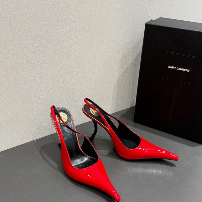 YSL HIGH SLINGBACK 25S IN RED GLOSSY LAMBSKIN