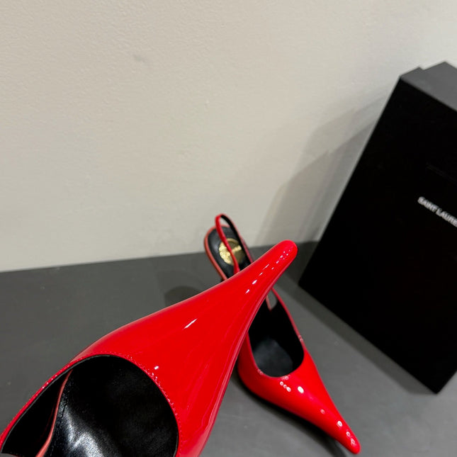 YSL HIGH SLINGBACK 25S IN RED GLOSSY LAMBSKIN