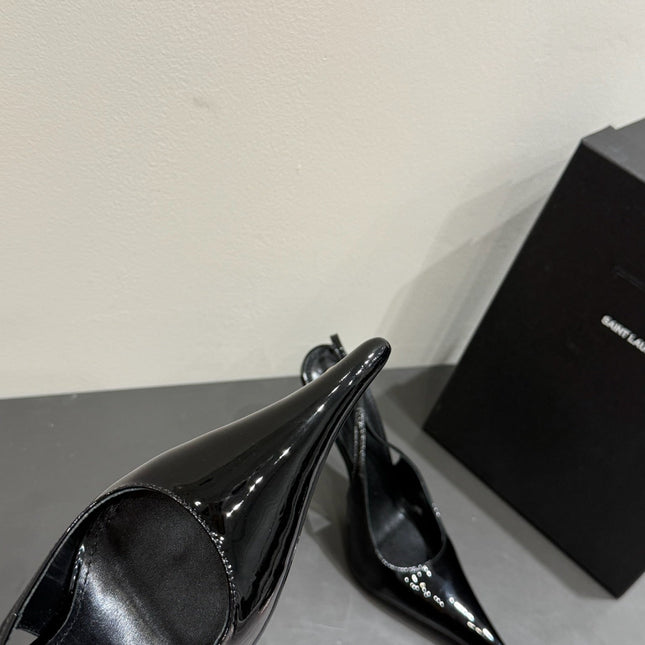 YSL HIGH SLINGBACK 25S IN BLACK GLOSSY LAMBSKIN