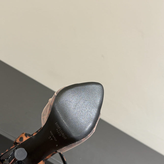 YSL HEELED SANDALS 25S 100 MM IN LEOPARD PRINT LAMBSKIN