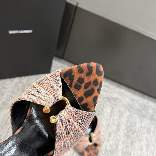 YSL HIGH HEEL 25S 100 MM IN LEOPARD PRINT LAMBSKIN
