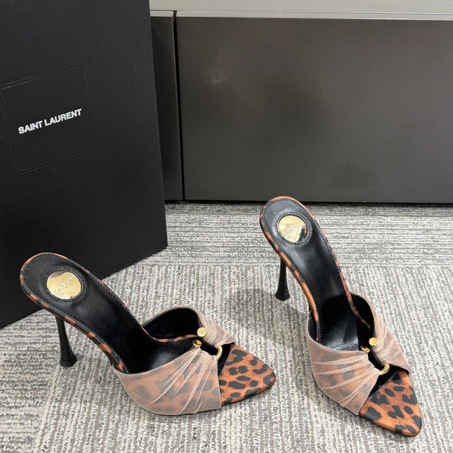 YSL HIGH HEEL 25S 100 MM IN LEOPARD PRINT LAMBSKIN