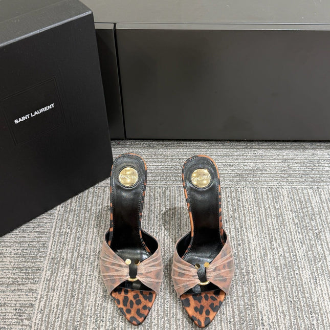 YSL HIGH HEEL 25S 100 MM IN LEOPARD PRINT LAMBSKIN