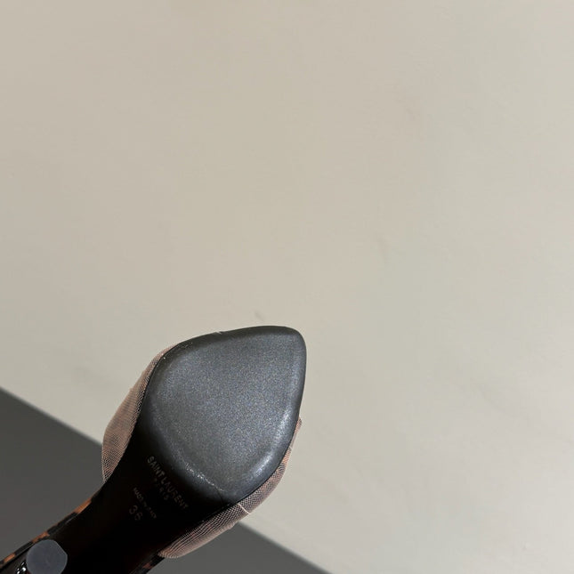 YSL HIGH HEEL 25S 100 MM IN LEOPARD PRINT LAMBSKIN