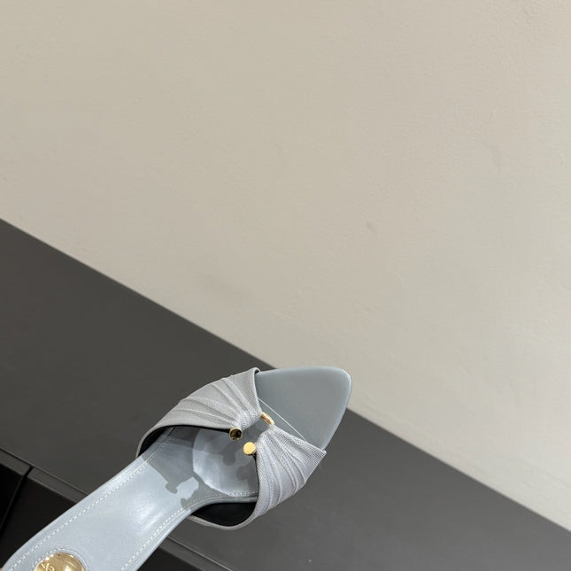 YSL HIGH HEEL 25S 100 MM IN LIGHT SLATE BLUE LAMBSKIN