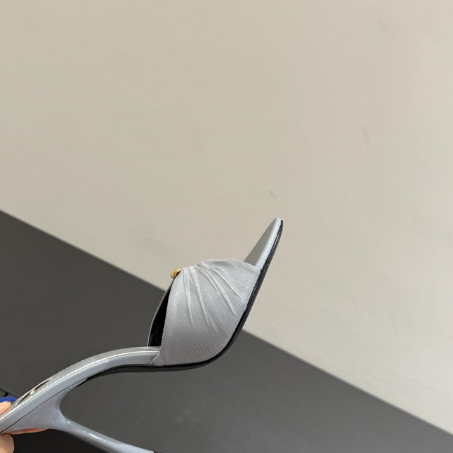 YSL HIGH HEEL 25S 100 MM IN LIGHT SLATE BLUE LAMBSKIN