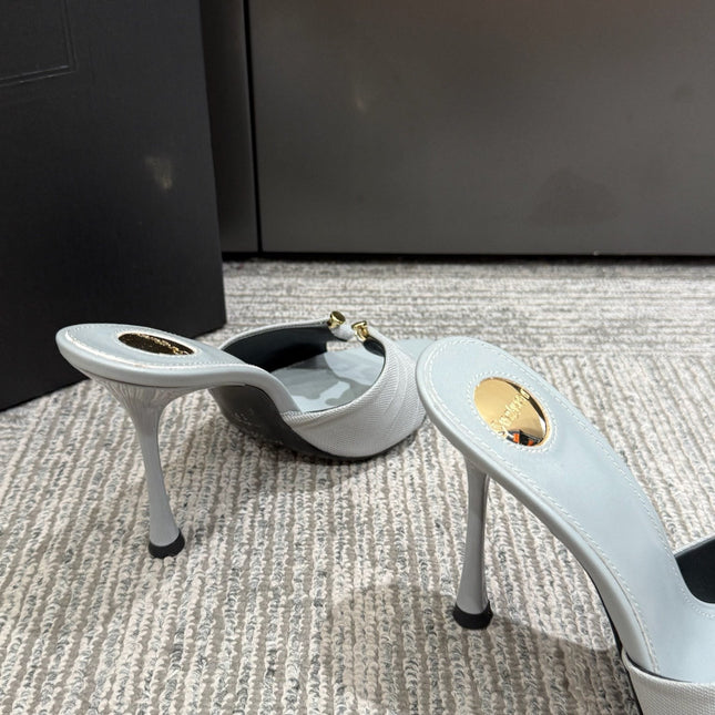 YSL HIGH HEEL 25S 100 MM IN LIGHT SLATE BLUE LAMBSKIN