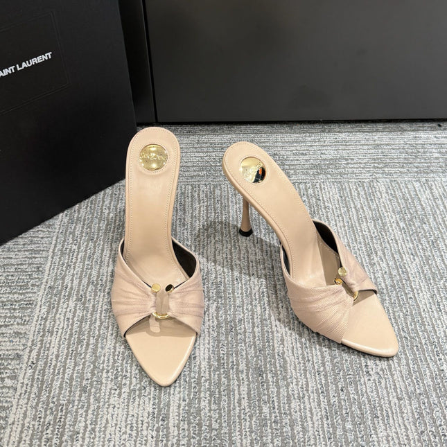 YSL HIGH HEEL 25S 100 MM IN BEIGE LAMBSKIN