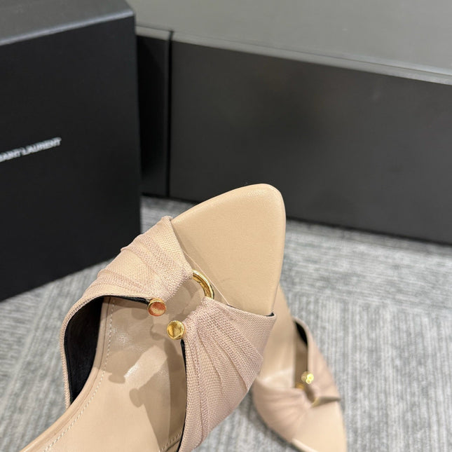 YSL HIGH HEEL 25S 100 MM IN BEIGE LAMBSKIN