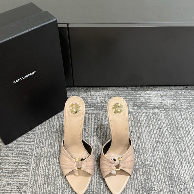 YSL HIGH HEEL 25S 100 MM IN BEIGE LAMBSKIN