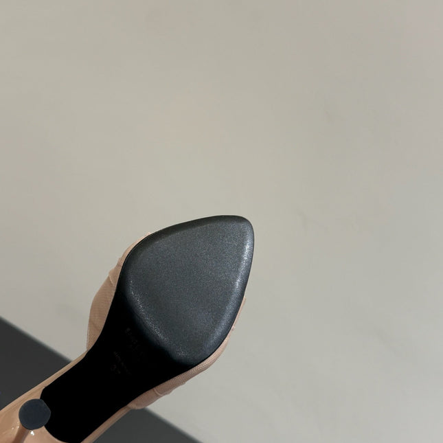 YSL HIGH HEEL 25S 100 MM IN BEIGE LAMBSKIN